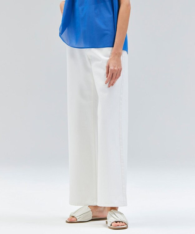 BEIGE， 【洗える】NAVIGLIO / フルレングスデニムバギーパンツ White