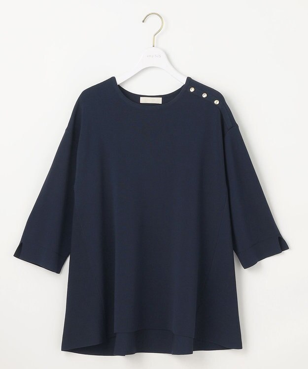 ANY SIS S 【UVカット・洗える】フレアニット チュニック ネイビー