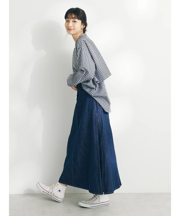 CRAFT STANDARD BOUTIQUE Ａライン４ＷＡＹデニムスカート Dark Indigo