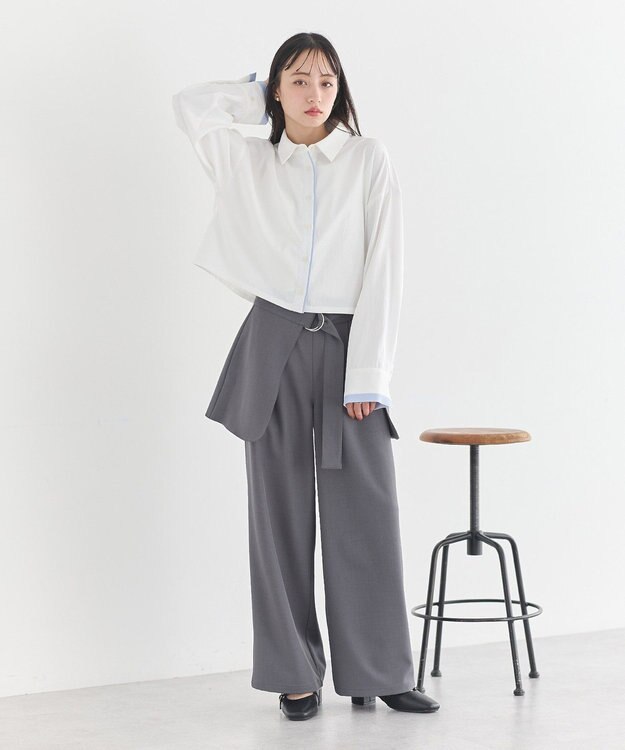 earth music&ecology パイピングショートシャツ Off White