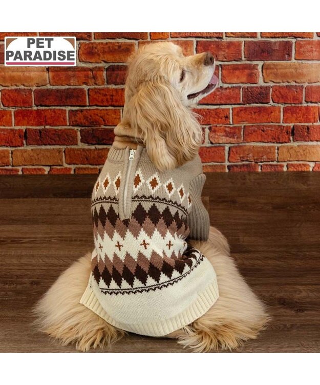 PET PARADISE ペットパラダイス ハーフジップアップ ニット 《モカ》 中型犬 大型犬 モカ