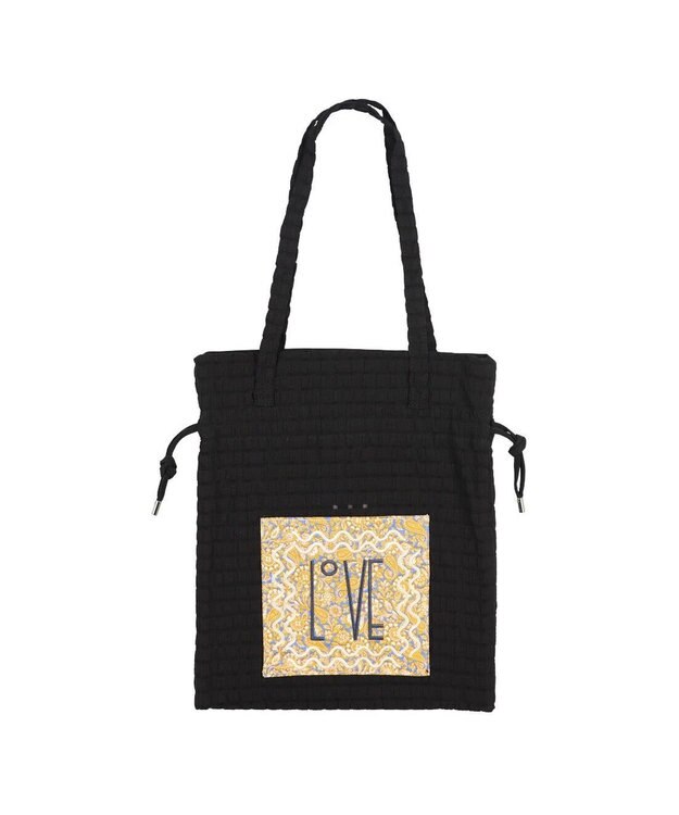 UNBILLION カシュカシュ cachecache / アソート生地LOVE巾着バッグ ブラック