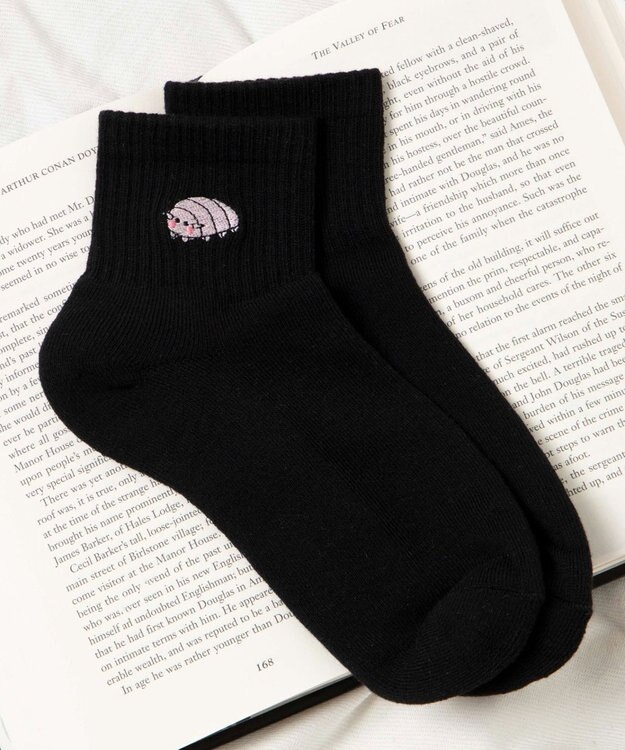 WEGO アニマル刺繍アンクル底パイルソックス 柄9