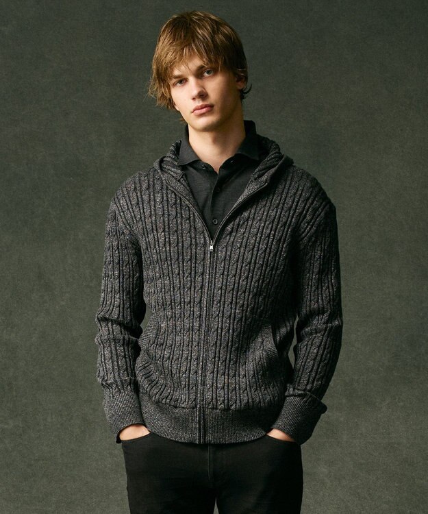 JOSEPH ABBOUD 【オリジナルオーガニックコットン使用/サスティナブル】JOE COTTONケーブル ニットパーカー グレー系