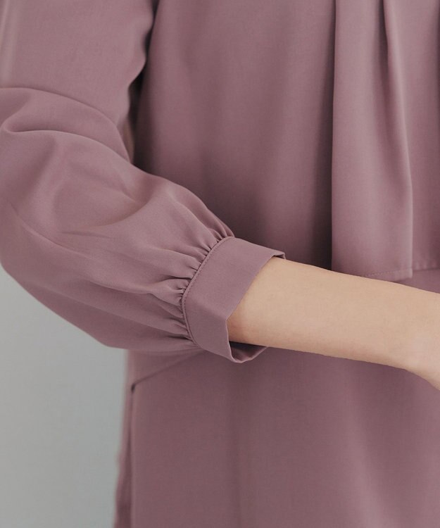 Tiaclasse 【洗える】アシンメトリードレープブラウス モーヴピンク