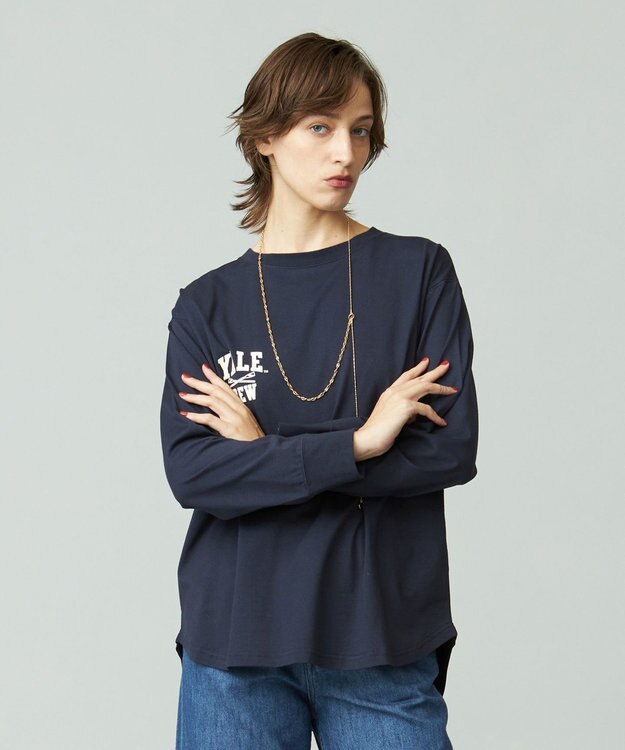 J.PRESS YORK STREET 【WOMEN】YALE × J.PRESS YORK STREET コラボワンポイントTシャツ ネイビー系