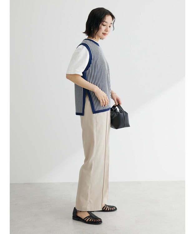 Green Parks ストライプドロストベスト Navy