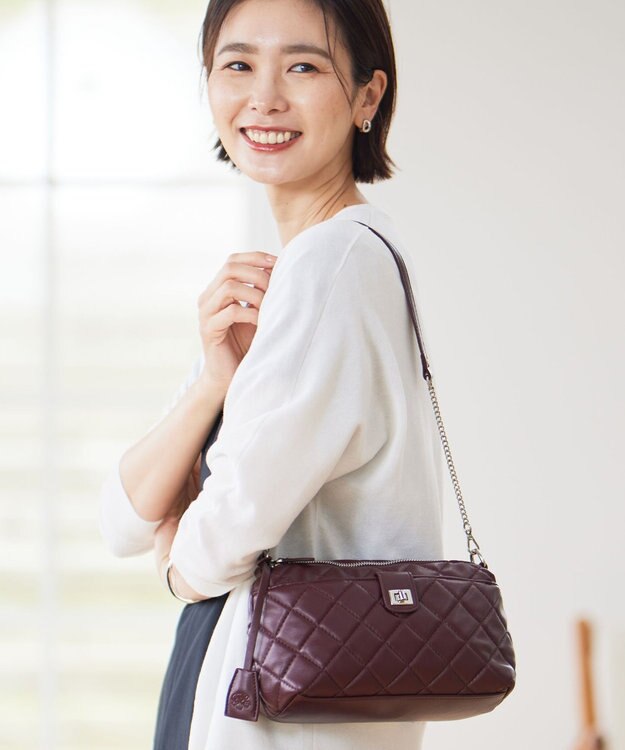 J.PRESS LADIES 【2way】キルティング ショルダー バッグ ワイン系