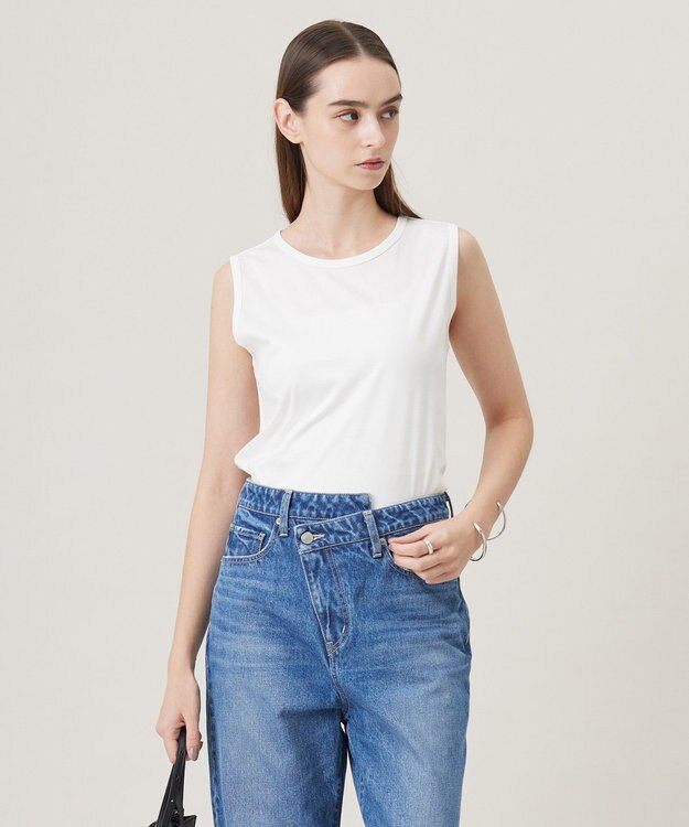 ICB L 【洗える】ベーシックインナー ノースリーブカットソー オフホワイト系