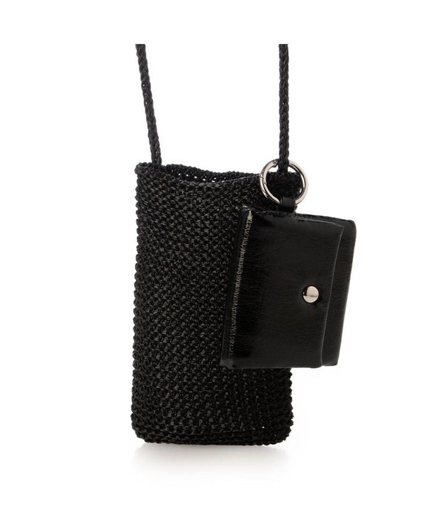 UNBILLION カシュカシュ cachecache / メタリックニットスマホショルダーバッグ ブラック