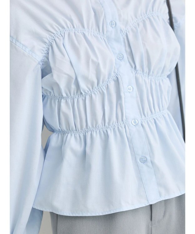 earth music&ecology ビスチェライクシャーリングシャツ Light Blue