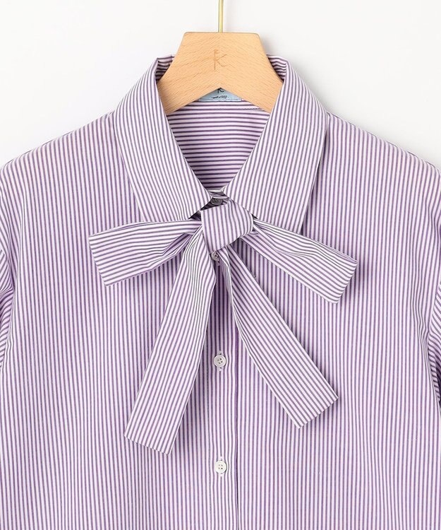 組曲 S 【加藤ローサさん着用】コットンタッチシャーティングボウタイ付き シャツ パープル系1