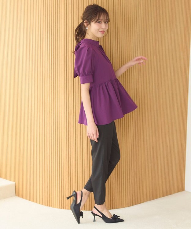 Feroux 【洗える】マリンテーパードパンツ ブラック系