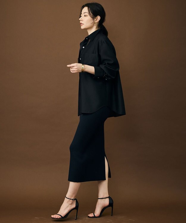 自由区 ライトリブストレッチタイト スカート ブラック