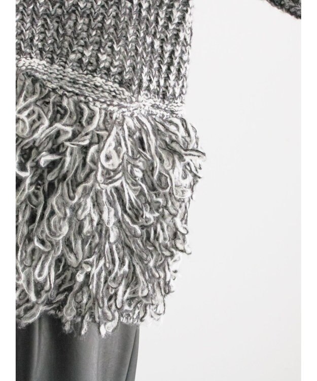 Te chichi ループ編みVネックミドルカーディガン グレー