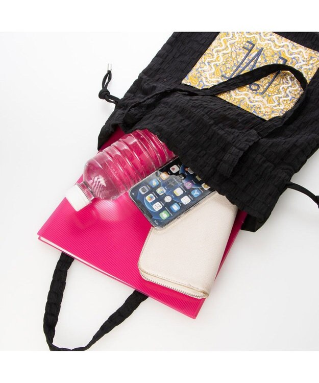 UNBILLION カシュカシュ cachecache / アソート生地LOVE巾着バッグ ブラック