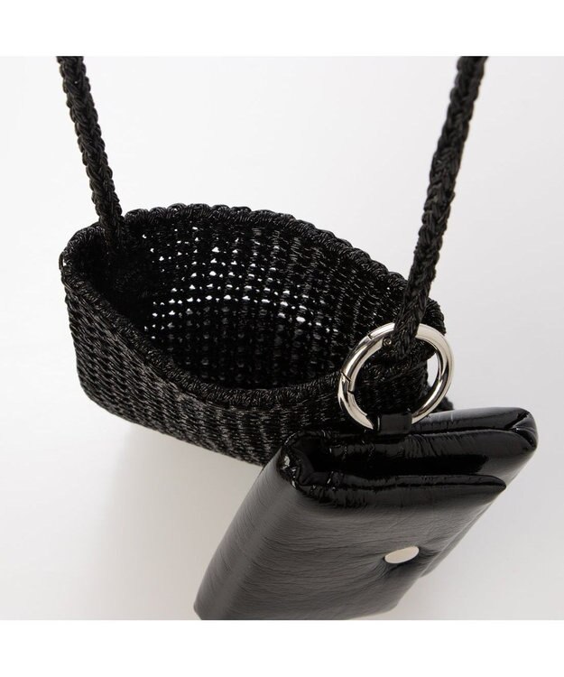 UNBILLION カシュカシュ cachecache / メタリックニットスマホショルダーバッグ ブラック