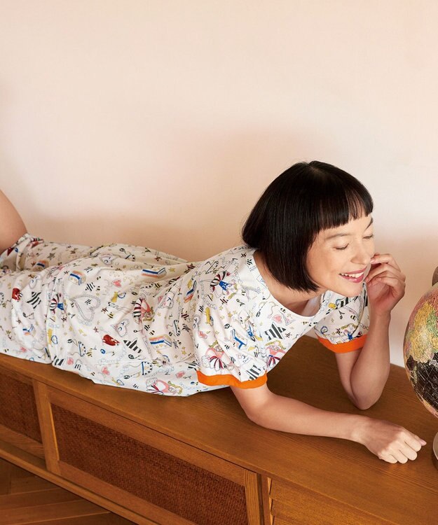 tsumori chisato SLEEP ツモリチサト パジャマ 綿100%(本体) 天竺素材 4分袖 6分丈 レディース UDT122 /ワコール アイボリー