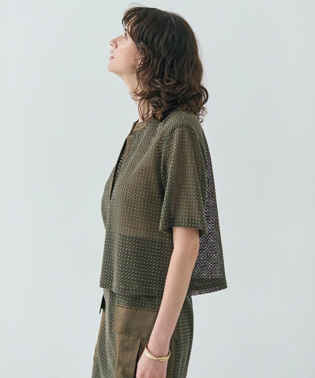 BEIGE， NIGELLA / 異素材MIXコットンレースブラウス Khaki