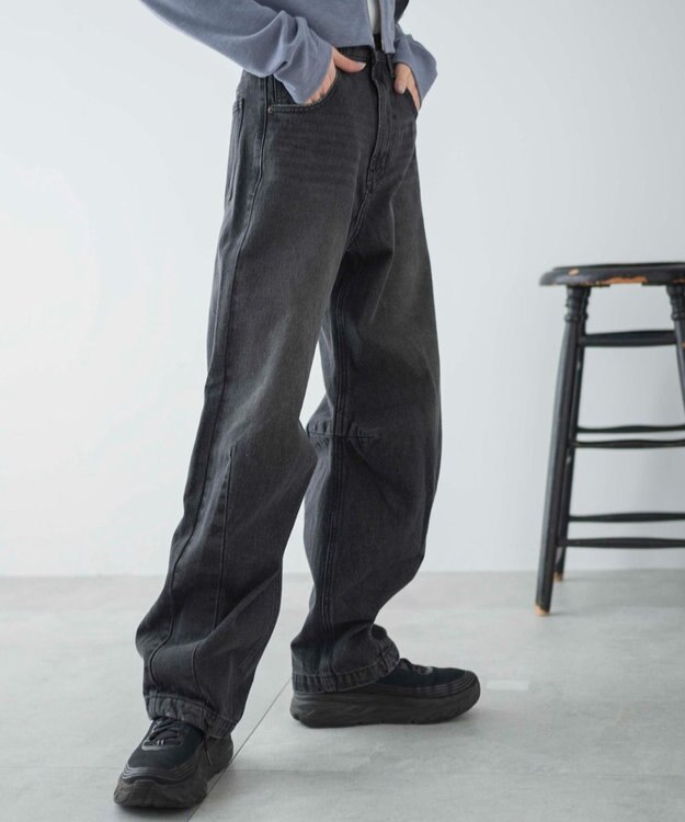 WEGO カーブデニムパンツ ブラック中濃色