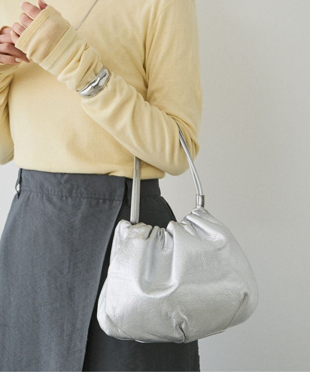 russet レザー巾着4WAYショルダーバッグ(CE-1454) Silver