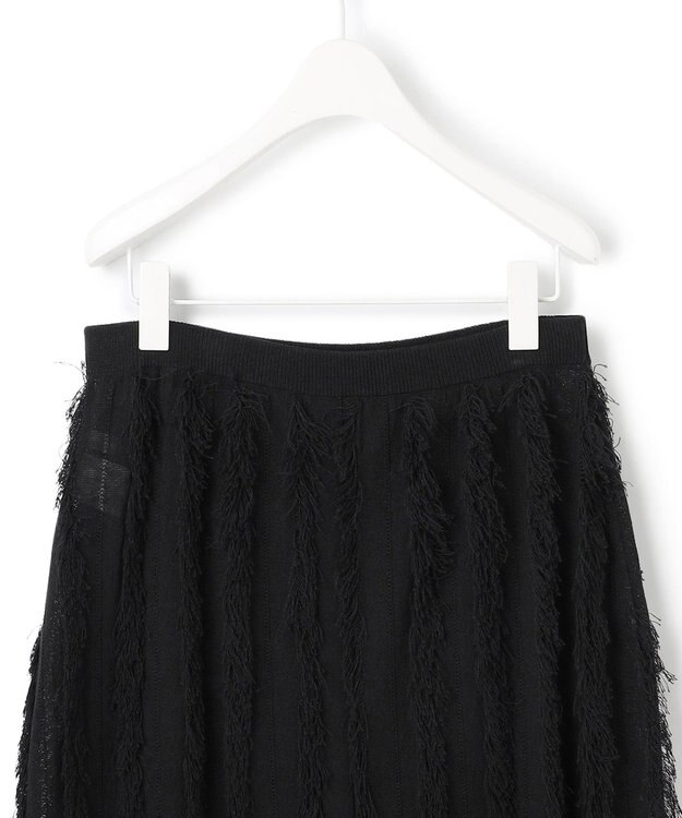 ICB 【洗える】カットジャガード ニットスカート ブラック系