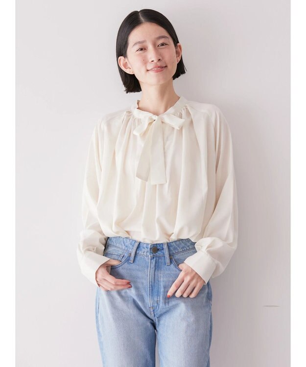 AMERICAN HOLIC イージーケア２ＷＡＹボウタイブラウス Ivory
