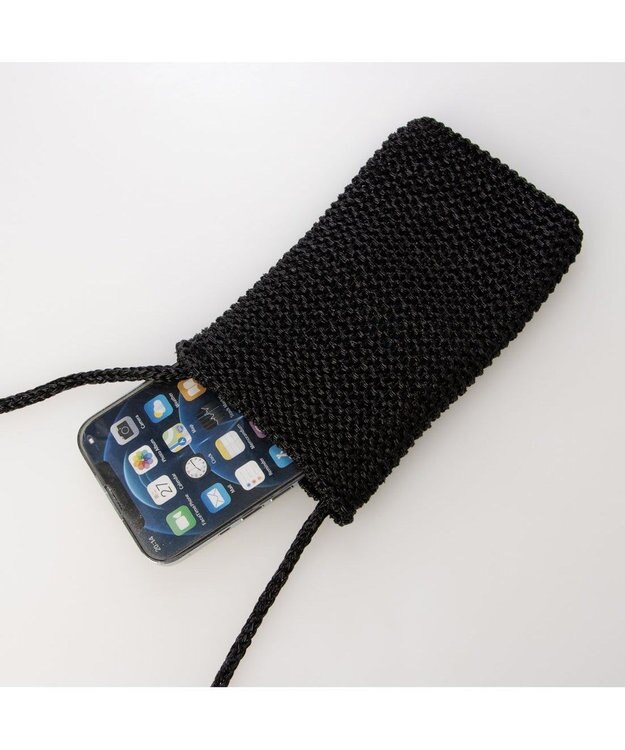 UNBILLION カシュカシュ cachecache / メタリックニットスマホショルダーバッグ ブラック