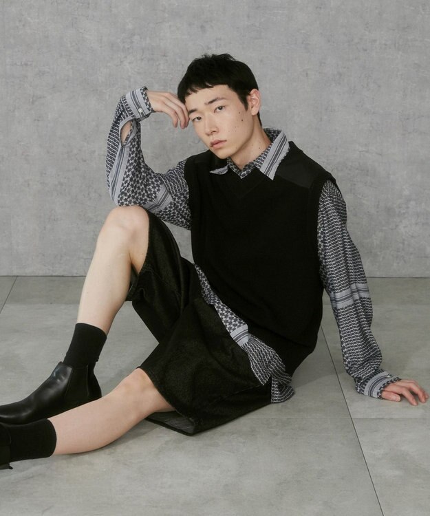 WEGO Vネックニットベスト ブラック