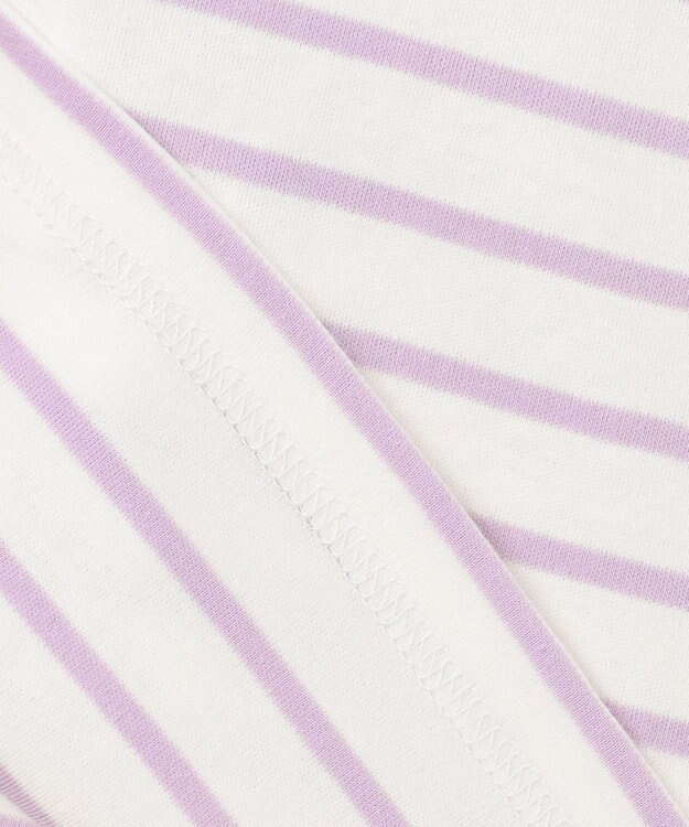 ANY KIDS リボン×ボーダー長袖Tシャツ ラベンダー×エクリュ