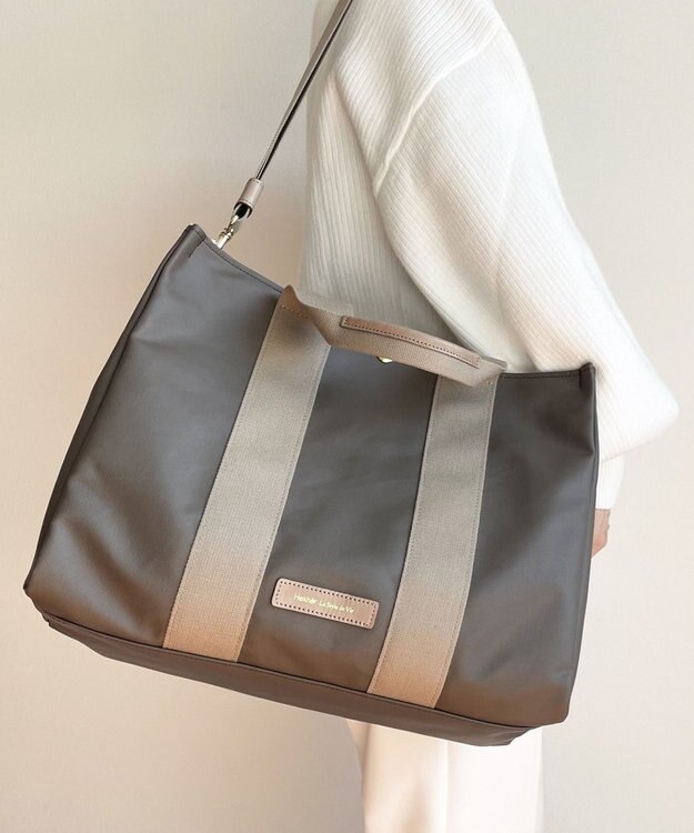 Hekhèr Le Style de Vie 【日本製 / A4サイズ対応 / 2WAY】PUコートコットンキャンバス トートバッグ large グレージュ