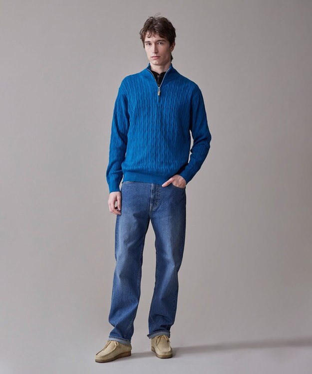 J.PRESS MEN シルケット天竺ヘンリーネック Tシャツ ブラック系