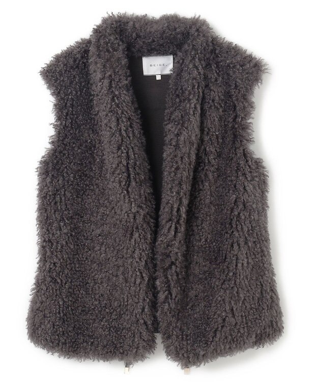BEIGE， PUY / フェイクファーベスト C Gray