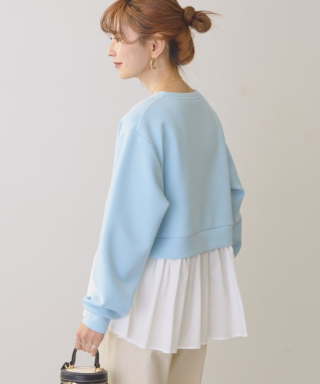 AMERICAN HOLIC 異素材ドッキングティアードポンチプルオーバ Sax