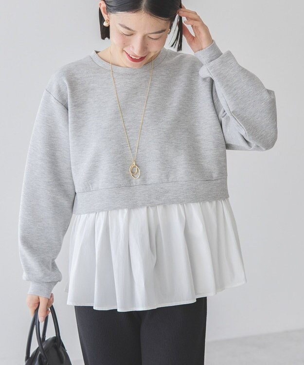 AMERICAN HOLIC 異素材ドッキングティアードポンチプルオーバ Light Gray Mixture