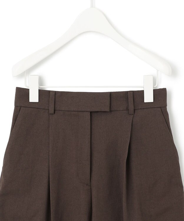 ICB 【洗える】 LooseWeave タックショートパンツ ダークブラウン系