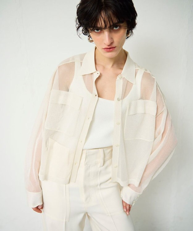 GRACE CONTINENTAL ニットシアーシャツ キナリ