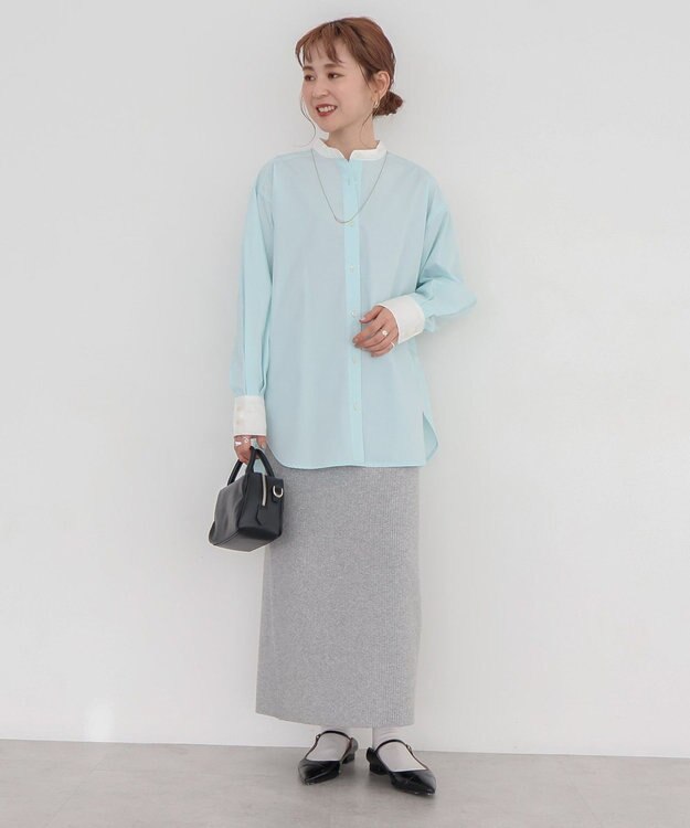 AMERICAN HOLIC イージーケアバンドカラーロングシャツ Mint