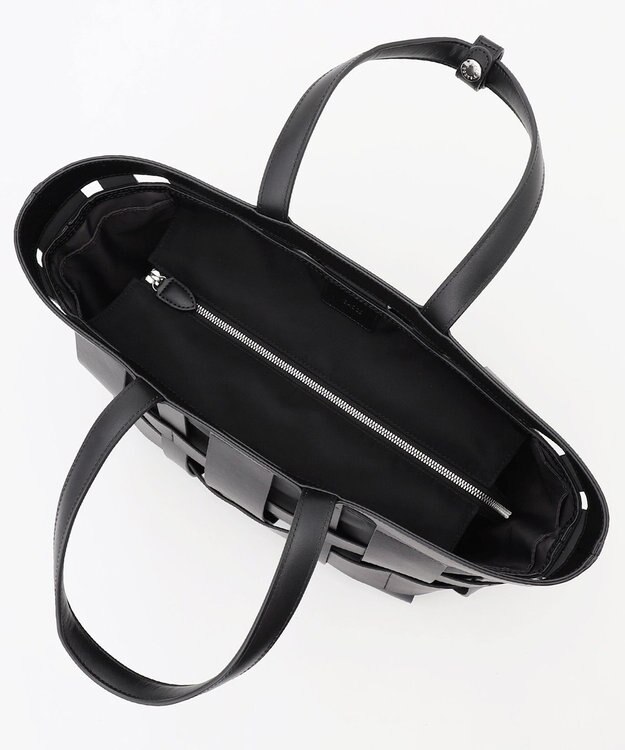 Y'SACCS 【リサイクルレザー】メッシュかごバッグ　large ブラック×ブラック