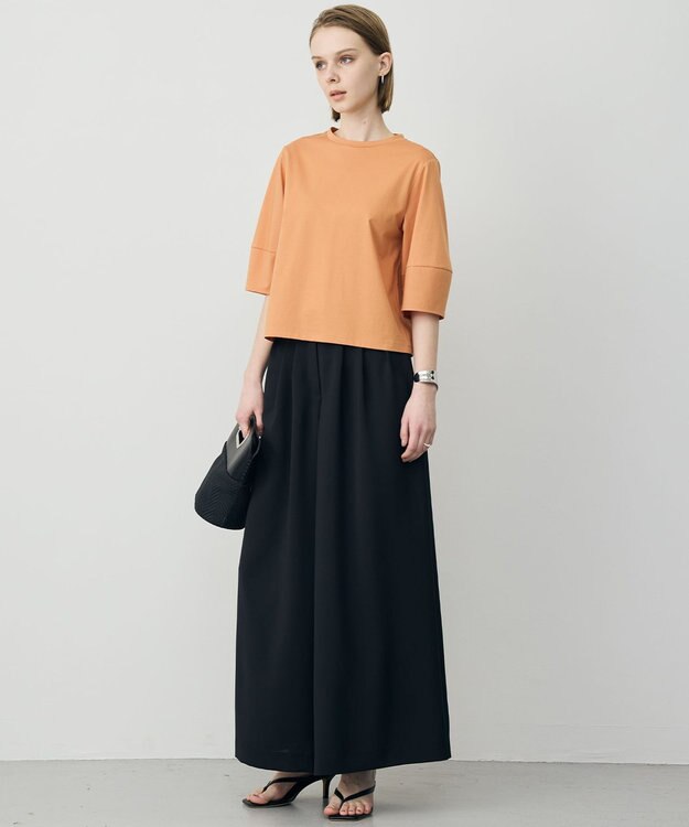 ICB 【先行予約】 ドレープツイル ボリュームワイドパンツ ブラック