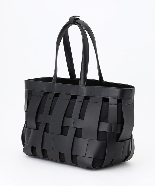 Y'SACCS 【リサイクルレザー】メッシュかごバッグ　large ブラック×ブラック