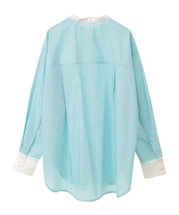 AMERICAN HOLIC イージーケアバンドカラーロングシャツ Stripe Green