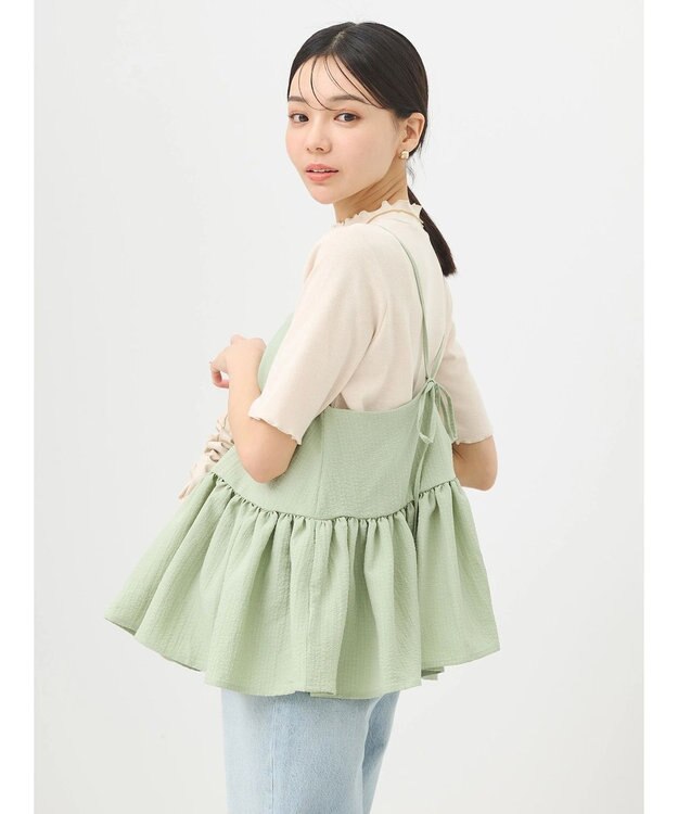 earth music&ecology ＳＥＴ２点ジャガードビスチェ＋リブプルオーバー Mint