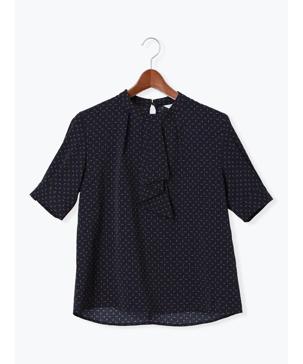 Te chichi パターンアソート5分袖ボウタイブラウス ネイビー