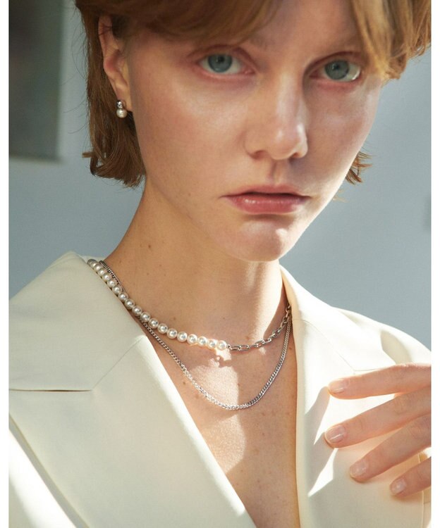 NAVE 【AFFECT】パール＆チェーンネックレス大 シルバー系