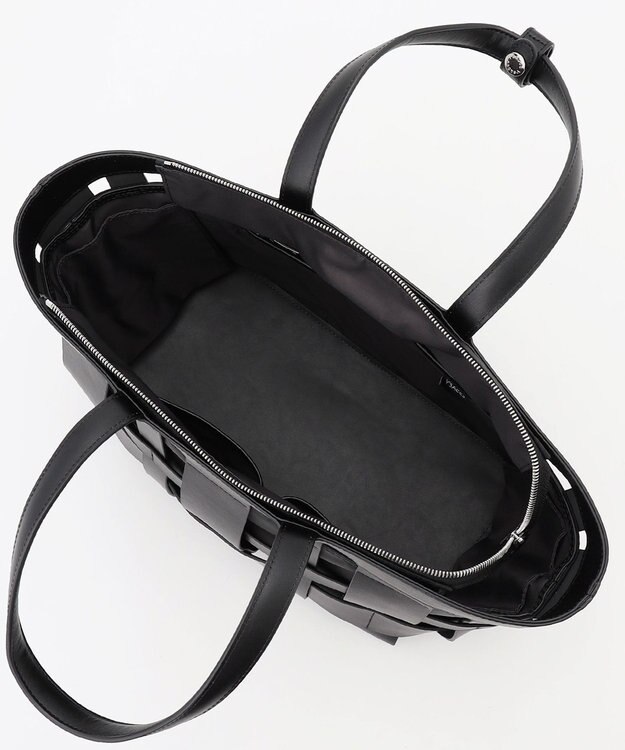 Y'SACCS 【リサイクルレザー】メッシュかごバッグ　large ブラック×ブラック