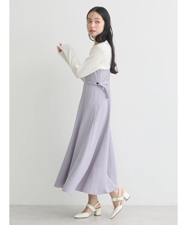 earth music&ecology サイドベルトフレアワンピース Blue