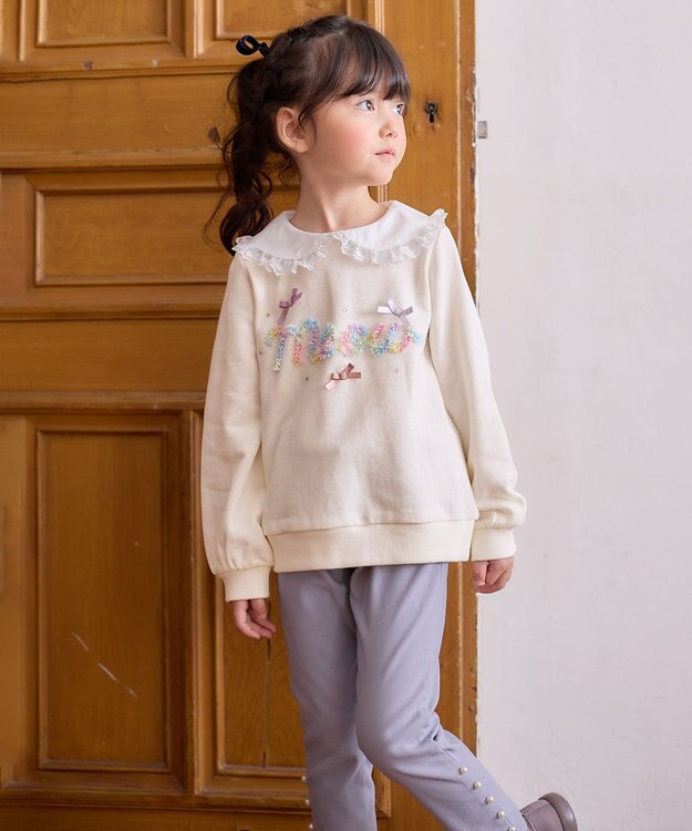 ANY KIDS 裏毛 モシャモシャ ロゴ トレーナー エクリュ