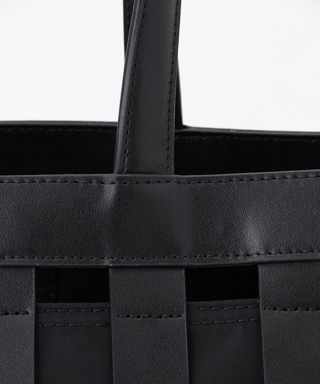 Y'SACCS 【リサイクルレザー】メッシュかごバッグ　large ブラック×ブラック