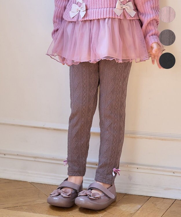 ANY KIDS ケーブル ジャガード レギンス ブラウン